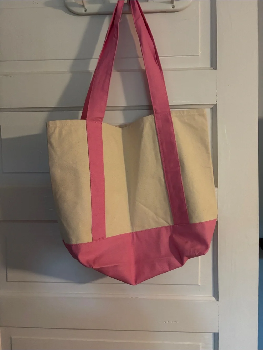 Personalized ‘Nicole’ Canvas Tote Bag - Pink and Cream